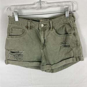 Pacsun Green Distressed High Rise Shorts Size 26